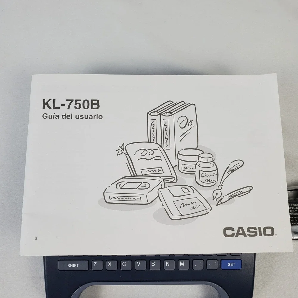 Label Printer Casio KL-750B Thermal EZ w/ Extra 9mm Orange Tape Refill - WORKING